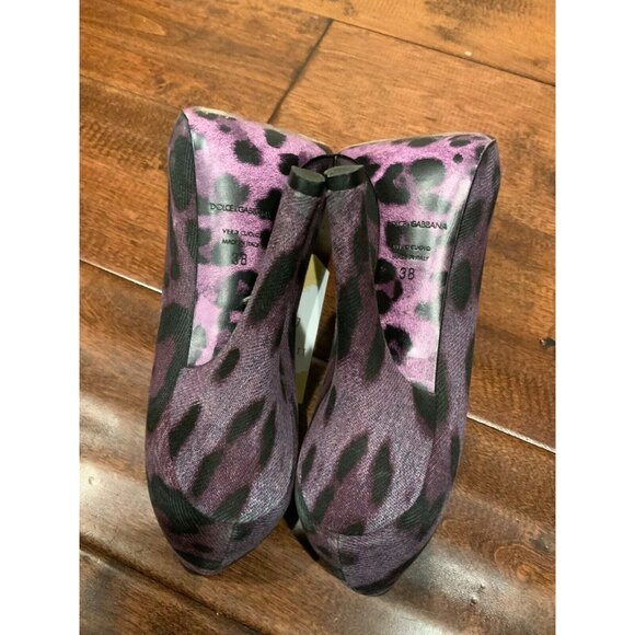 Dolce & Gabbana Purple & Black Animal Print High Heels, Size 8 (US), 38 (EUR) - Picture 8 of 9